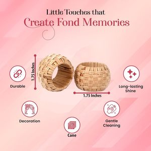 팜하우스 냅킨 링 - 우아한 테이블 장식, 결혼식, 추수감사절, 식사에 적합한 소박한 천연 케인 & 황마 냅킨 홀더 - Product Image 3