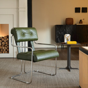 Sedia da Pranzo di Design Minimalista in Stile Italiano F-44, Acciaio Inossidabile, Rivestimento in Pelle, Vintage di Alta Gamma - Product Image 1