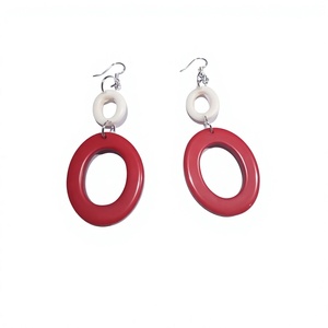 Pendientes Geométricos de Resina Acrílica de la Mejor Calidad, Joyería de Moda Unisex en Colores Rosa Menta, Morado, Azul y Rojo para Mujer - Product Image 3