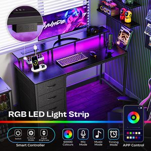 Escritorio de Computadora SENYU Huuger PB & Metal con Cajón, Duradero, Fácil de Limpiar, Moderno, para Oficina en Casa o Estudio, Patas en Forma de X, Acabado Negro - Product Image 5