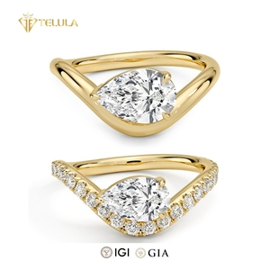 Tùy Chỉnh 1CT 2ct Vs1 Vs2 IGI Chứng Nhận Tổng Hợp Kim Cương Nhẫn Lê Cắt 9K 10K 14K 18K Phòng Thí Nghiệm Grown Kim Cương Nhẫn - Product Image 1