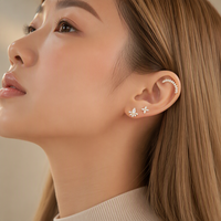Maina High Quality Gold Tragus Earrings G23 Titanium Internally Thread Labret Piercing Jewelry Geometry Zircon Ear Stud Lip Ring
