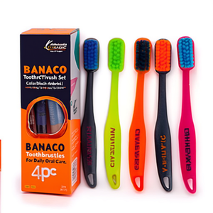 Ensemble de brosses à dents BANACO, 4 pièces, poils doux et colorés pour les soins bucco-dentaires quotidiens - Product Image 2