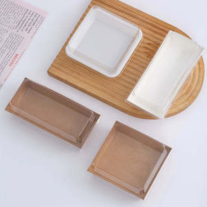 กล่องกระดาษใส่ขนมเค้ก กระดาษสีขาวและสีน้ำตาลอ่อน ฝาใส ขายดี - Product Image 3