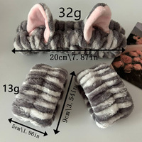 Serre-tête en peluche mignon avec oreilles de chat, imprimé léopard rayé, pour le lavage du visage, accessoires capillaires pour femmes