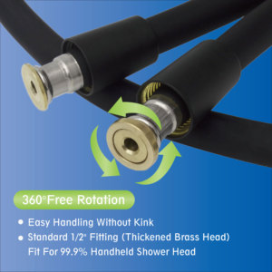 <span class=keywords><strong>Tuyau</strong></span> de <span class=keywords><strong>douche</strong></span> anti-pli KING SMART 1/2 5FT noir, installation facile, pour douches à main universelles (livraison gratuite aux États-Unis) - Product Image 2