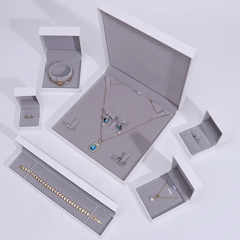 Hanhong venta al por mayor collar de papel joyería caja de regalo de impresión de cartón personalizado joyero pulsera anillo joyero