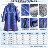 Peignoir de change matelassé OEM imperméable métallisé, doublé polaire irisé, pour la natation en eau libre avec rembourrage en polyester