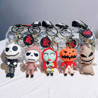 Porte-clés en PVC personnalisé avec logo 3D, personnage de film d'animation mignon, porte-clés en métal léger, imperméable, pour Halloween