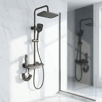Ensemble de douche thermostatique moderne avec affichage numérique, système de mitigeur de douche à effet pluie à touches piano pour salle de bain