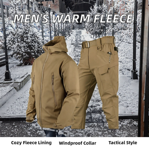 Outdoor Softshell <b>Jacket</b> Hooded Tactical Workwear Windproof Zip Up <b>Men</b> <b>Jacket</b> <b>Cargo</b> Pocket Outerwear - Product Image 2