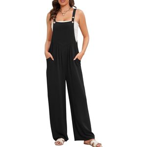 FOXA Women's Overalls Loose Fit Cotton <b>Linen</b> Wide Leg Jumpsuit Casual Summer <b>Romper</b> Breathable With Buttons - Product Image 1