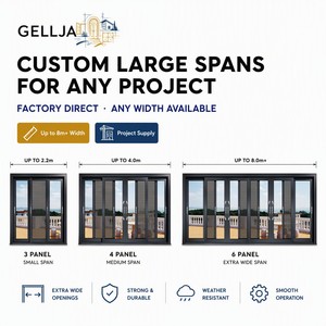 <span class=keywords><strong>Porta</strong></span> scorrevole in vetro con telaio in alluminio nero moderno a <span class=keywords><strong>4</strong></span> pannelli, completata per il design d'interni di villa domesti - Product Image 3
