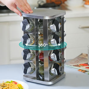 โถเครื่องปรุงอาหารแบบหมุนได้360ทำจากแก้วทรงสี่เหลี่ยมภาชนะใส่เครื่องเทศในครัว - Product Image 2