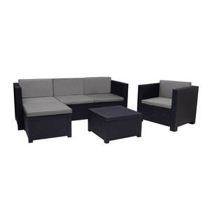 Sdraio da Esterno in Polipropilene Resistente, Design Contemporaneo, con Sedia e Tavolino, Colore Sabbia Taupe Mykonos - Product Image 2