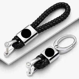 Herren damen einfache taille hängend anti-lost lanyard kreatives handgewebtes seil chrom metall auto schlüsselanhänger lang kurz stil großhandel