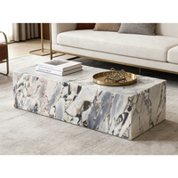 Table basse en marbre de luxe au design moderne - Meuble de salon minimaliste en pierre naturelle