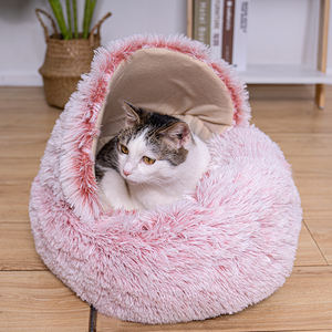Cama de felpa suave y cálida para gato, con cubierta, fabricante al por mayor - Product Image 1