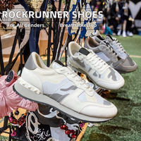 Chaussures de course unisexes Rock Runner, cuir véritable, tige en maille, semelle intermédiaire en tissu, semelle extérieure en EVA, triple noir, blanc, beige, été