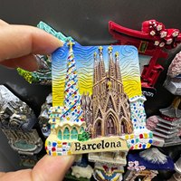 Aimants de réfrigérateur 3D magnétiques en résine, style européen, souvenirs pour voyageurs, originaux et protégés par le droit d'auteur, représentant Barcelone, Italie, Japon, France, Shanghai