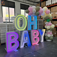 Lettres lumineuses métalliques RGB personnalisées en usine de 3FT, 4FT, 5FT « OH BABY » pour décorations d'événements, fêtes prénatales, mariages et anniversaires