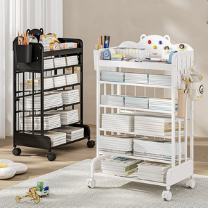 Étagère rotative à cinq niveaux en fer, meuble de <span class=keywords><strong>rangement</strong></span> mural pour <span class=keywords><strong>salon</strong></span>, jouets et livres illustrés - Product Image 2