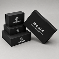 Boîte cadeau de luxe personnalisée avec logo, en carton rigide mat noir, grande taille, vide, avec fermeture magnétique pliable