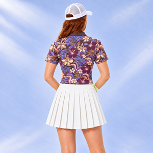 Casual Summer <b>Polo</b> <b>Shirt</b> <b>Women</b> All Over Tropical Floral Print Antimicrobial UPF 50+ for Golf Pickleball - Product Image 2