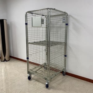 ที่มีคุณภาพสูงการรักษาความปลอดภัยได้รับการออกแบบ4ด้าน Nestable ม้วนกรงที่มีฐานสำหรับซูเปอร์มาร์เก็ตม้วนกรง - Product Image 4