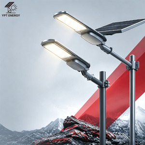 Lampadaire LED solaire intégré à haute puissance 160 lumens par watt, design moderne, du crépuscule à l'aube pour zones urbaines - Product Image 1