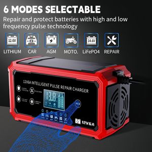 Chargeur <span class=keywords><strong>de</strong></span> batterie portable multi-véhicules 12V/6A pour voiture et moto, entretien automatique, fabricant OEM, vente en gros - Product Image 2