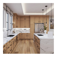 Armoire de cuisine en bois de style européen contemporain, intégrée, avec placage, stratifié, pour restaurant, garde-manger, rangement