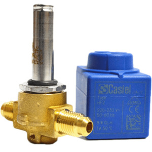 Vanne solénoïde Castel 1/4 Flare 220V 50/60Hz en laiton, interrupteur de débit unidirectionnel, norme nationale, fabriqué en Italie, pour la réfrigération - Product Image 3