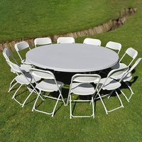 Tables rondes pliantes en plastique pour événements, repas, mariage, fête, hôtel, buffet, location, pliage à moitié, extérieur