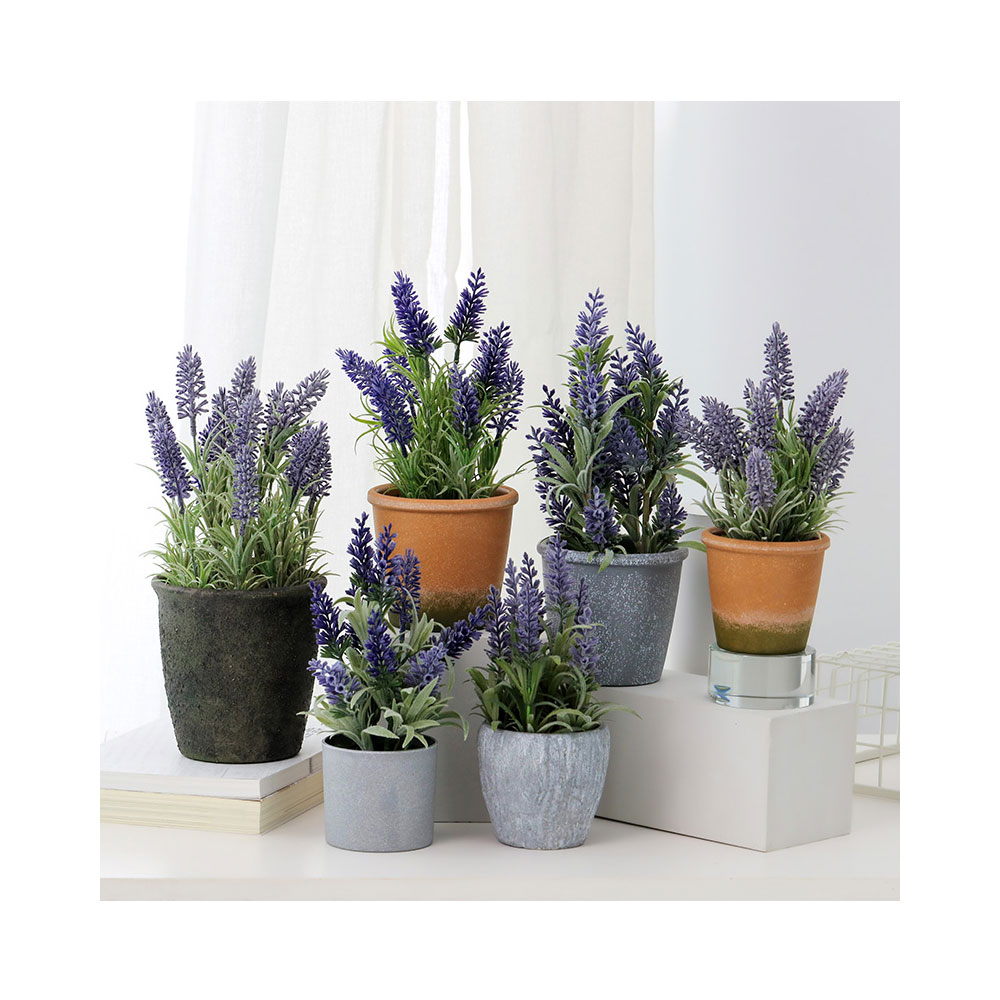 Современные искусственные цветочные горшечные растения лаванды для украшения дома