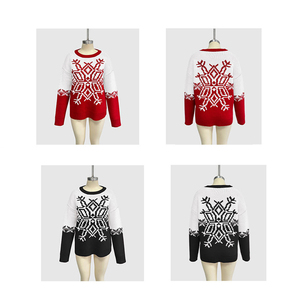 Maglione Natalizio Vintage da Donna, Lungo Stile Bohémien con Motivo a Fiocchi di Neve, Casual con Collo Tondo, Alta Qualità - Product Image 4