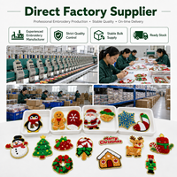 En gros, Badges brodés thermocollants en chenille de Noël (Père Noël, Bonhomme de pain d'épices, Sapin) en stock, prêts à être expédiés