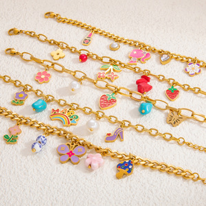 SUMMLY tendencia al por mayor personalizado forma de flor fina 18K chapado en oro pulsera colgante de acero inoxidable joyería de moda - Product Image 3