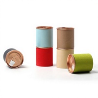 Small Round Cylindrical Paper Tea Pot Packaging Gift Box with Button Bottom Tear-Off End for Food Use