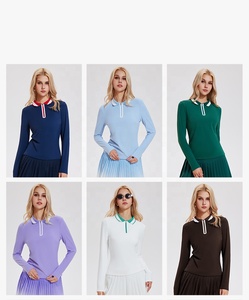 T-Shirt Sportiva da Donna in Spandex con Zip, Collo a Polo, Manica Lunga, Asciugatura Rapida per Palestra e <span class=keywords><strong>Tennis</strong></span> - Product Image 2