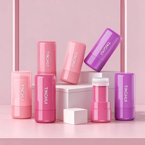 Tube de baume à lèvres, rouge à lèvres ou déodorant rechargeable, mini, rose, 8 ml, en PP, neuf et vide, avec système twist-up. - Product Image 1