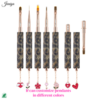Ensemble de brosses à ongles multifonctionnelles avec manche en strass léopard et pendentif style Saint-Valentin pour usage professionnel
