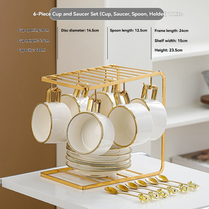 Coffee <b>cup</b> <b>set</b> featuring high-end and exquisite design, a small-scale collection of European-style ceramic <b>cups</b> and saucers - Product Image 3