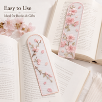 Marcadores de Libros Personalizados de Organza Bordada con Flores de Cerezo, Marcadores de Páginas Transparentes con Diseño Floral para Regalos, Venta al por Menor y Eventos