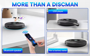 Lecteur CD portable anti-skip personnalisé en usine avec haut-parleur intégré, écran LCD, télécommande, Bluetooth, USB, MP3 – Cadeau audio idéal pour anniversaire ou étudiant - Product Image 6