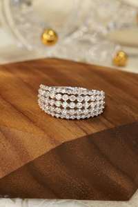 925 Silver Brilliant Cut Moissanite Classic Eternity Engagement Wedding <b>Ring</b> <b>Band</b> Unisex Silver Plated Claw Setting - Product Image 4