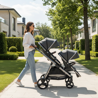 Poussette double pliable de luxe pour enfants, 3 en 1, chariot pour jumeaux, poussette de voyage, poussette pour nouveau-né, poussette pour nourrisson et tout-petit