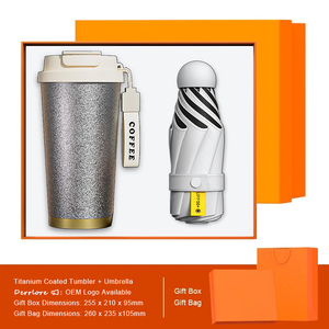Set de Regalo de Vaso con Recubrimiento de Titanio y Paraguas Plegable, Artículos para Todo Clima para Viajeros y Distribución de Regalos Corporativos por Temporada - Product Image 1