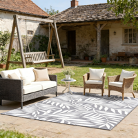 Tapete Reversible Ecológico para Picnic y Patio, Tejido de Paja Plástica, PP Reciclado, Antibacteriano