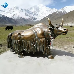 รูปปั้นแพะป่าสีบรอนซ์ งานประติมากรรมสัตว์ งานศิลปะตกแต่งจากแพะทิเบต งานหล่อทองแดงทำมือ ของตกแต่งสวนกลางแจ้ง - Product Image 5